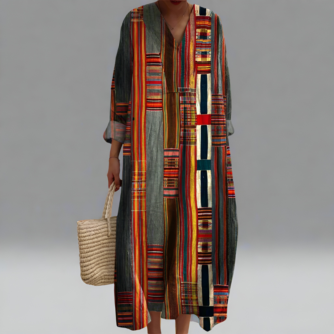 Saraya – Heritage Stripe Midi Kleid für Frauen