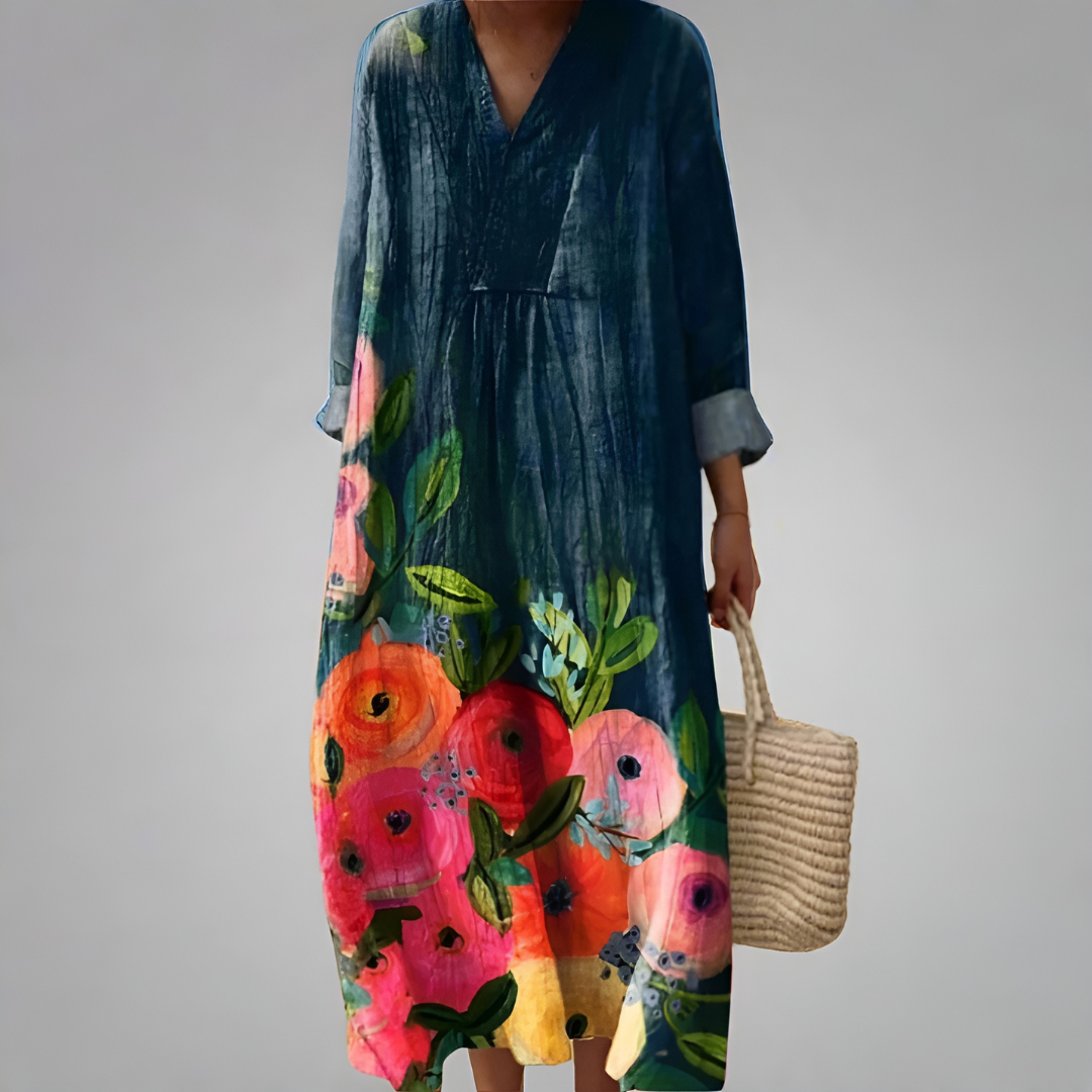 Zalia – Künstlerischer Bloom Kaftan Kleid