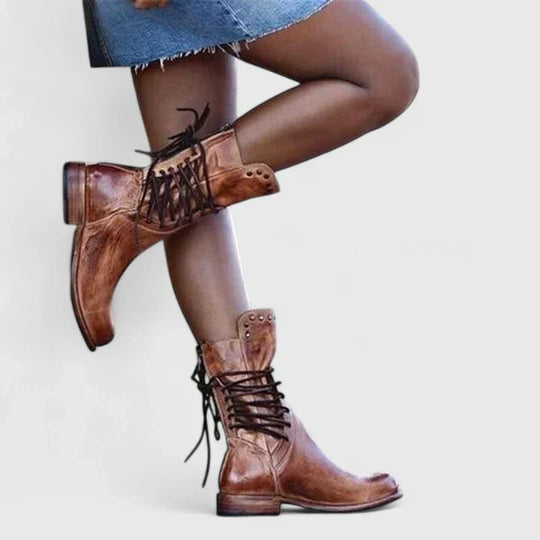 Chin – Vintage Schnürstiefel aus Leder für Damen
