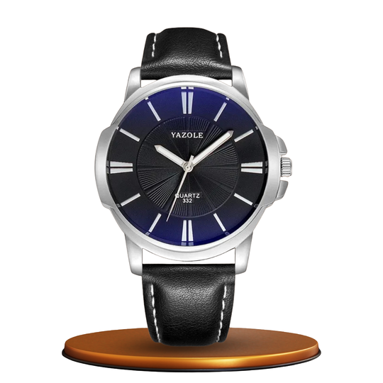 Luxury Blue Glass Leather Watch