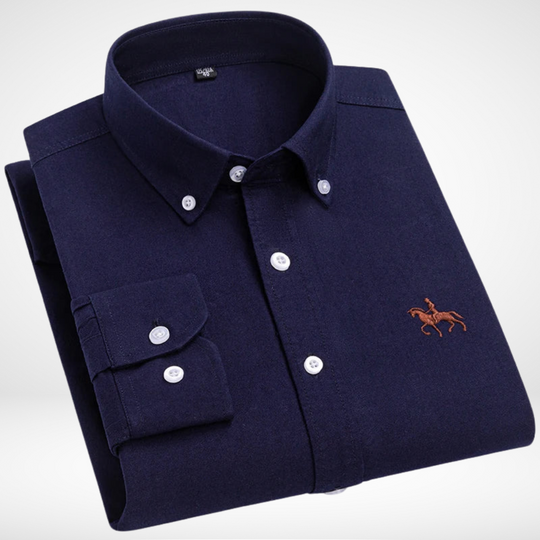Calvaro – Herren Besticktes Oxford-Hemd