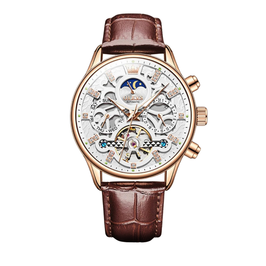 Mechanical Automatic Watch with Leather Band