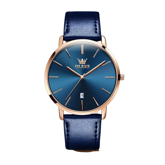 Leather Band Car Date Watch