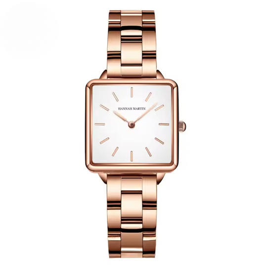 Stainless Square Rose Gold Dial Quartz Watch