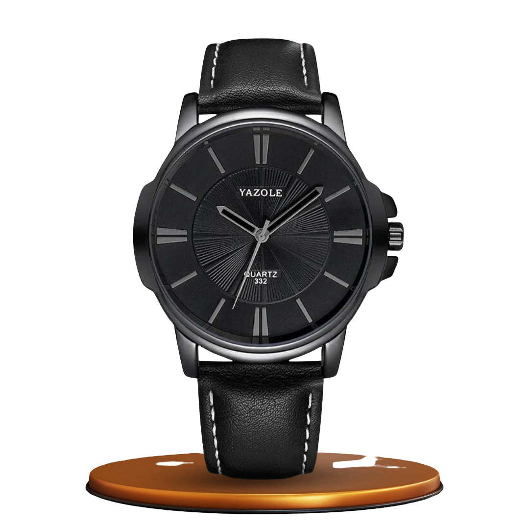 Luxury Blue Glass Leather Watch