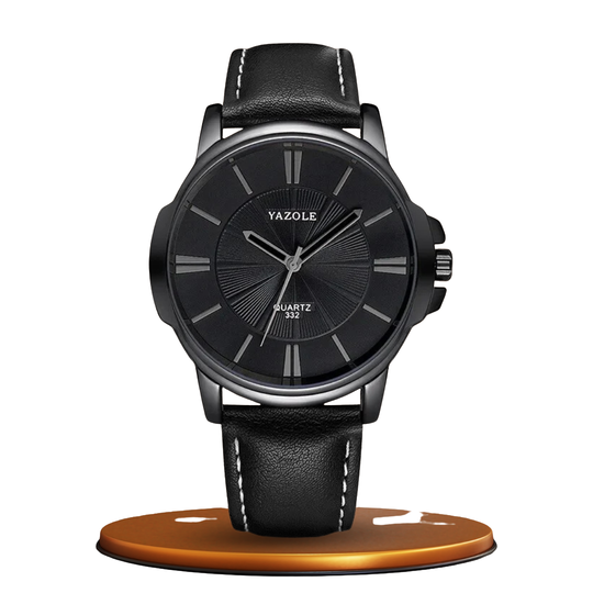 Luxury Blue Glass Leather Watch