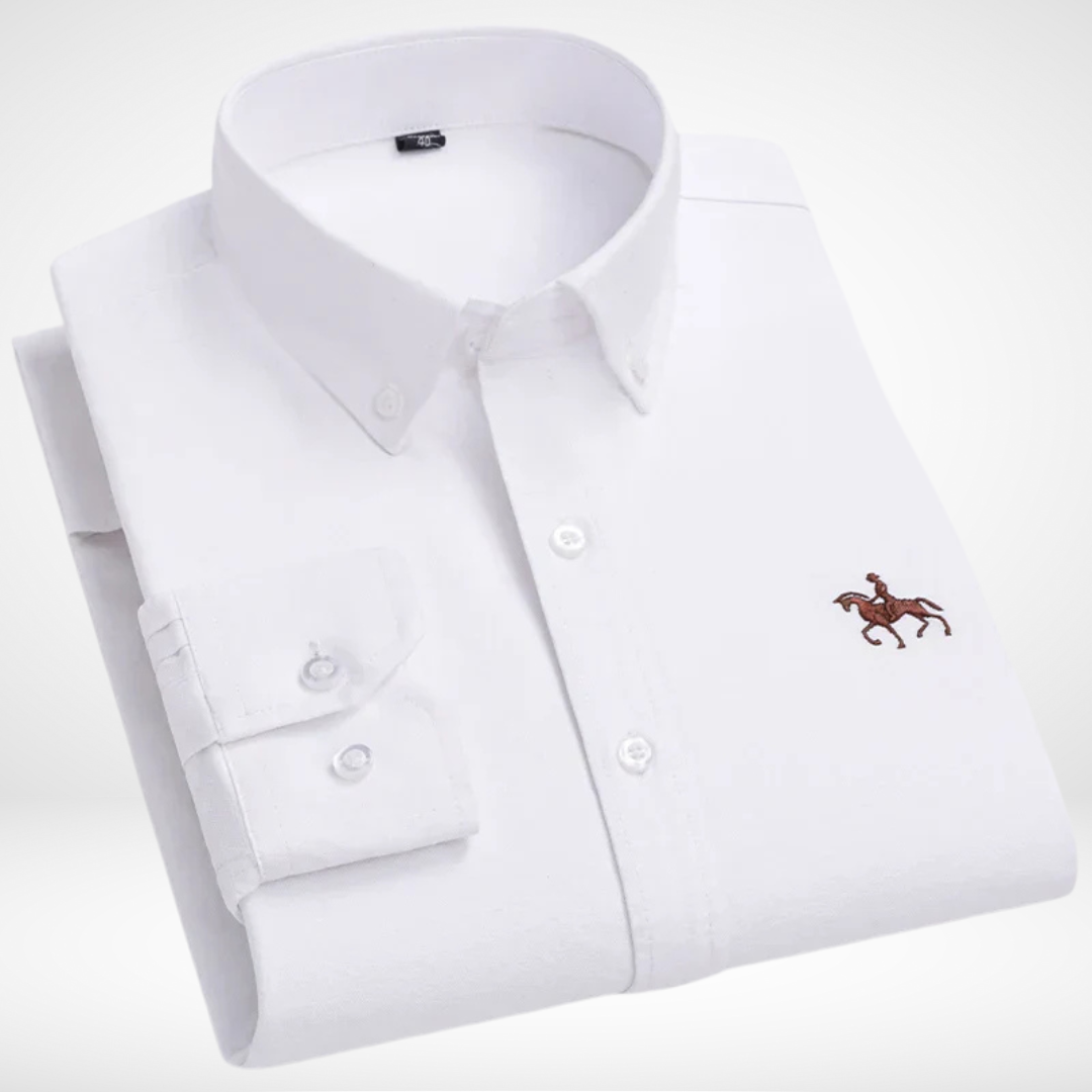 Calvaro – Herren Besticktes Oxford-Hemd