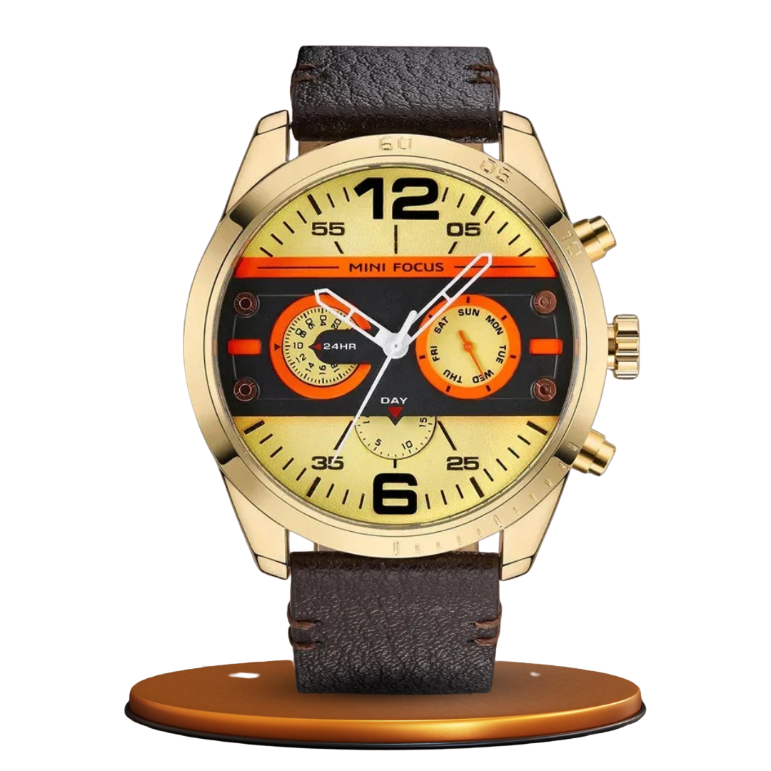 Luxury Leather Band Quartz Chronograph Sports Watch