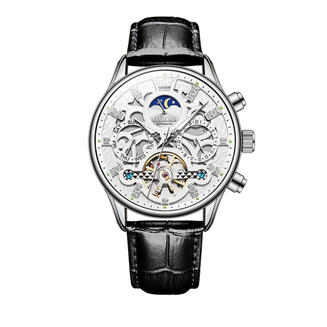 Mechanical Automatic Watch with Leather Band