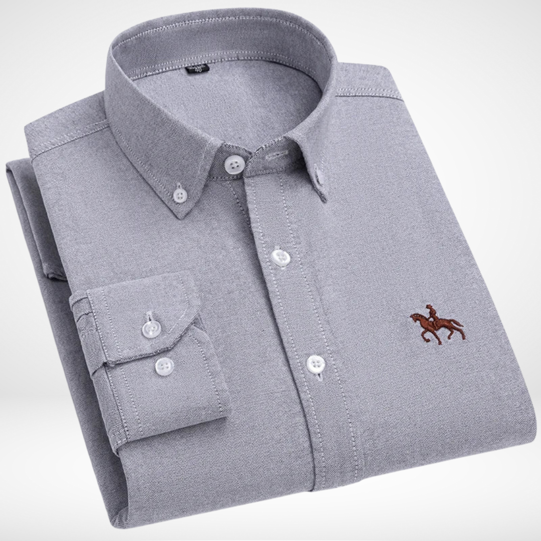 Calvaro – Herren Besticktes Oxford-Hemd