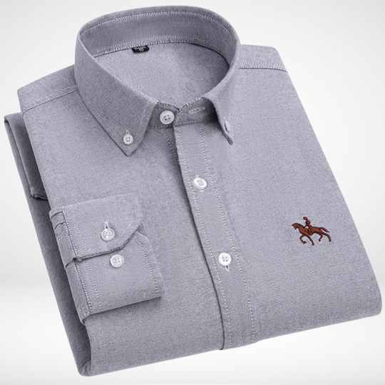 Calvaro – Herren Besticktes Oxford-Hemd