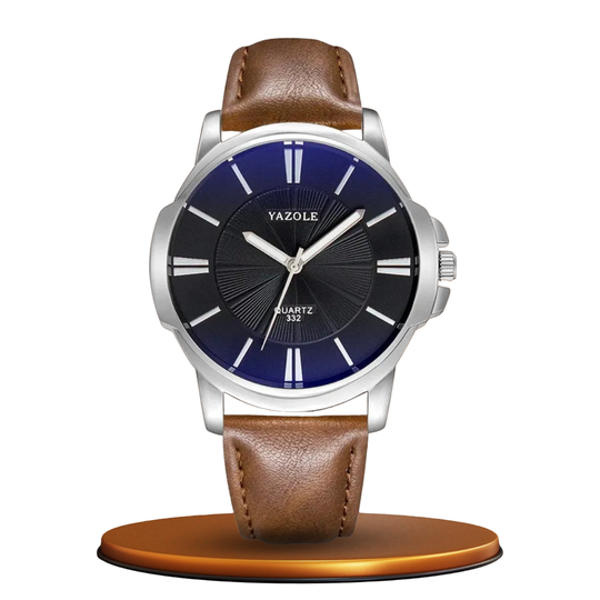 Luxury Blue Glass Leather Watch