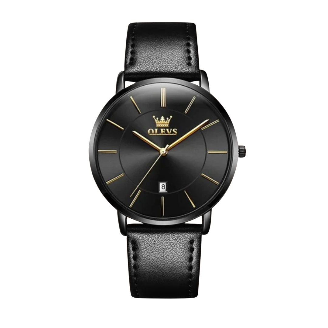Leather Band Car Date Watch