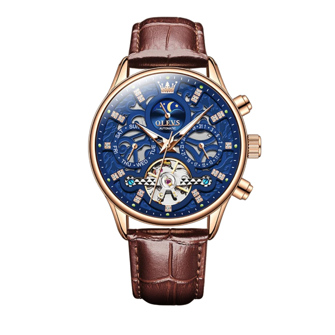 Mechanical Automatic Watch with Leather Band