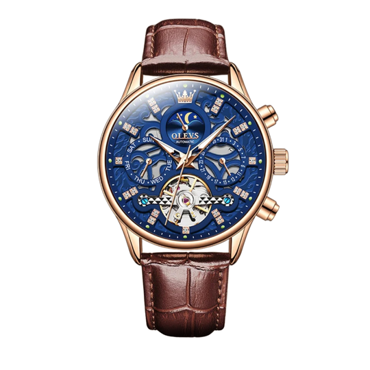 Mechanical Automatic Watch with Leather Band