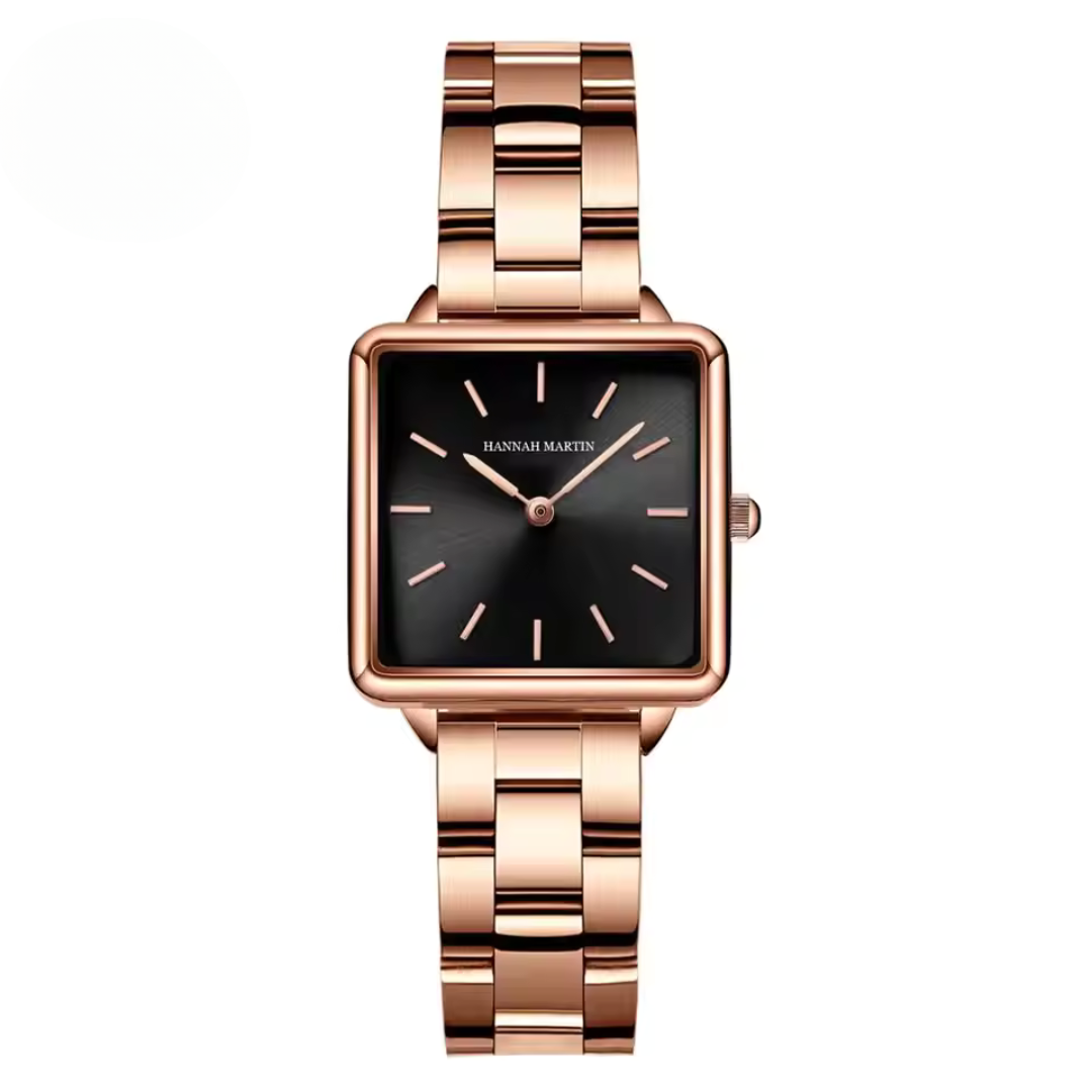 Stainless Square Rose Gold Dial Quartz Watch