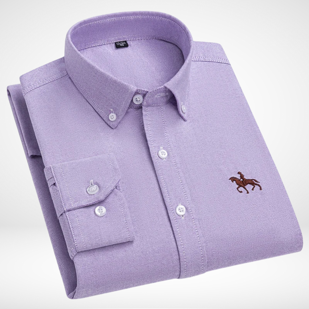 Calvaro – Herren Besticktes Oxford-Hemd
