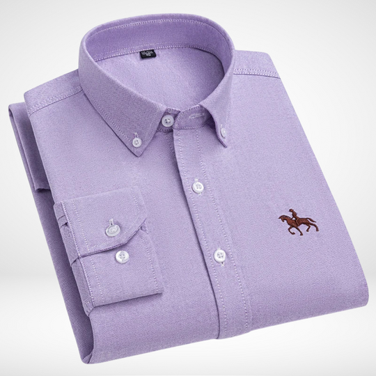 Calvaro – Herren Besticktes Oxford-Hemd