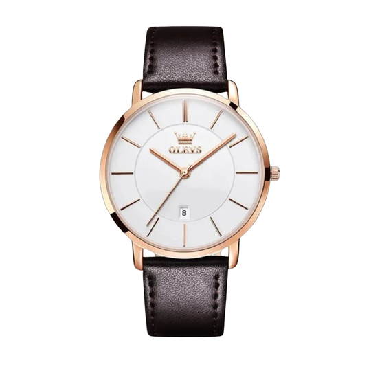 Leather Band Car Date Watch