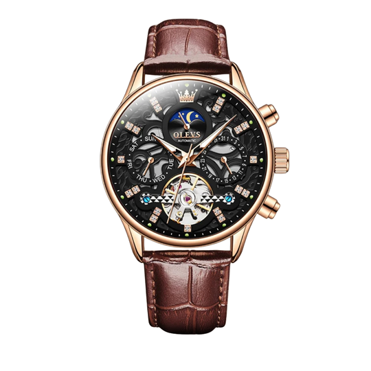 Mechanical Automatic Watch with Leather Band