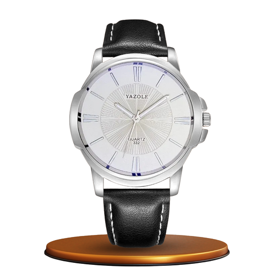 Luxury Blue Glass Leather Watch