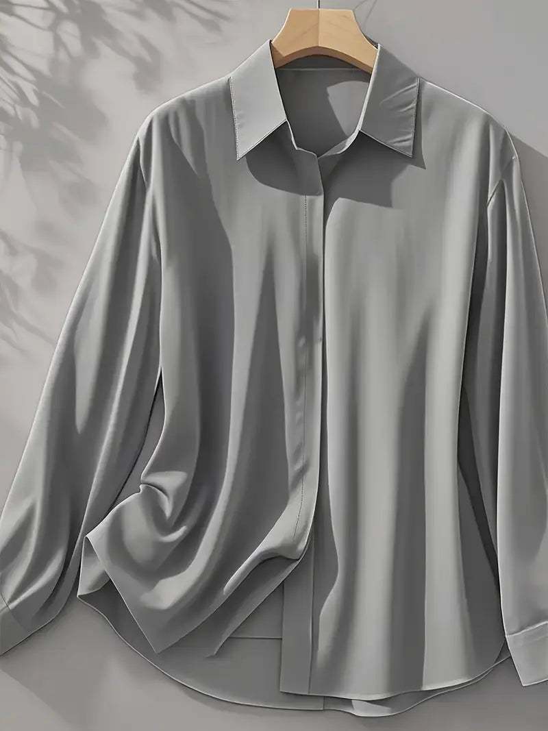 Amiliana - Elegantes Langarm-Hemd mit Knopfleiste