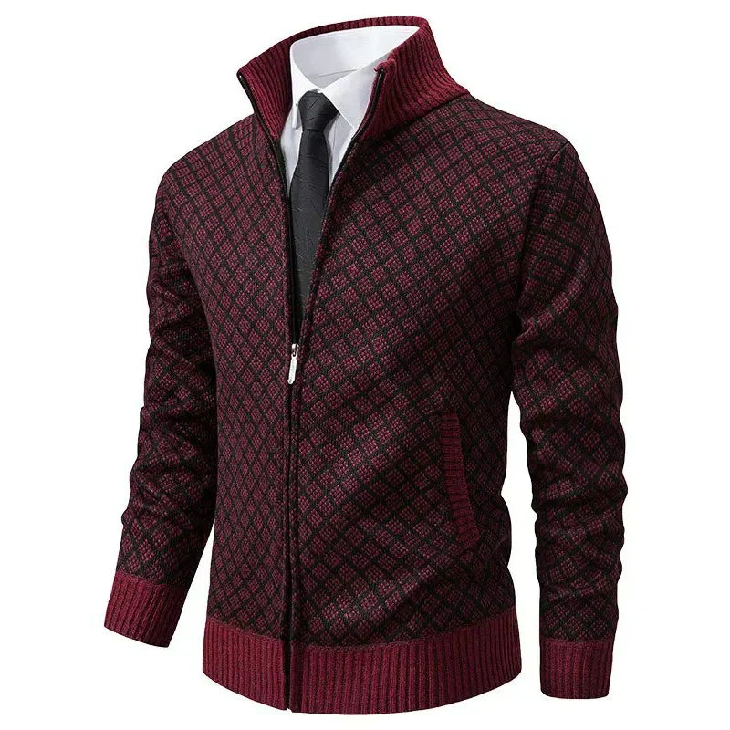 Adrian – Diamant-Strick Zip-Cardigan für Herren