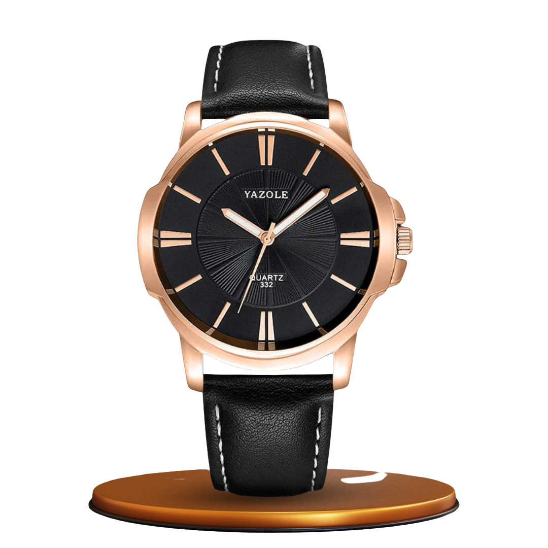 Luxury Blue Glass Leather Watch