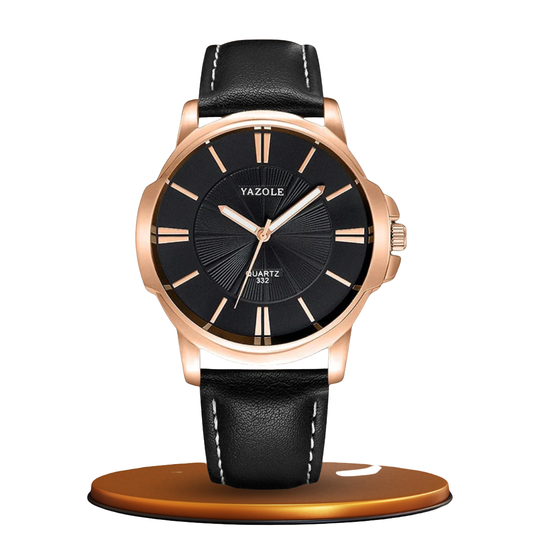 Luxury Blue Glass Leather Watch