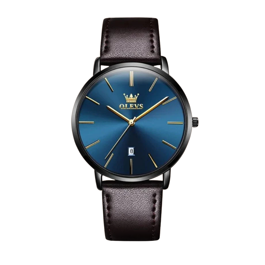 Leather Band Car Date Watch