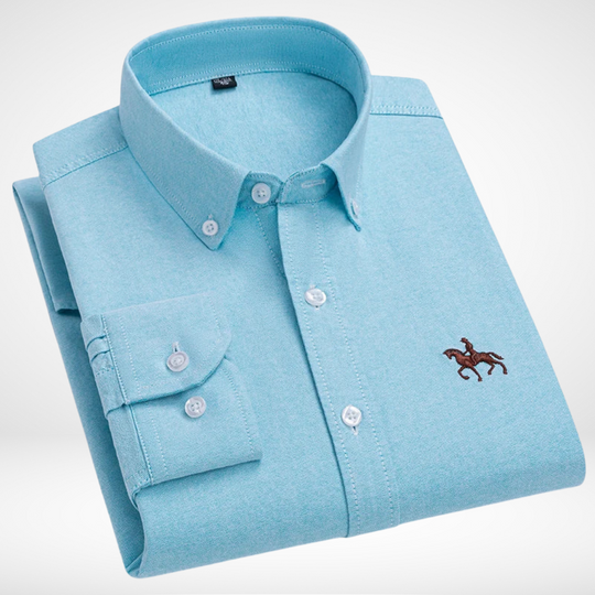 Calvaro – Herren Besticktes Oxford-Hemd
