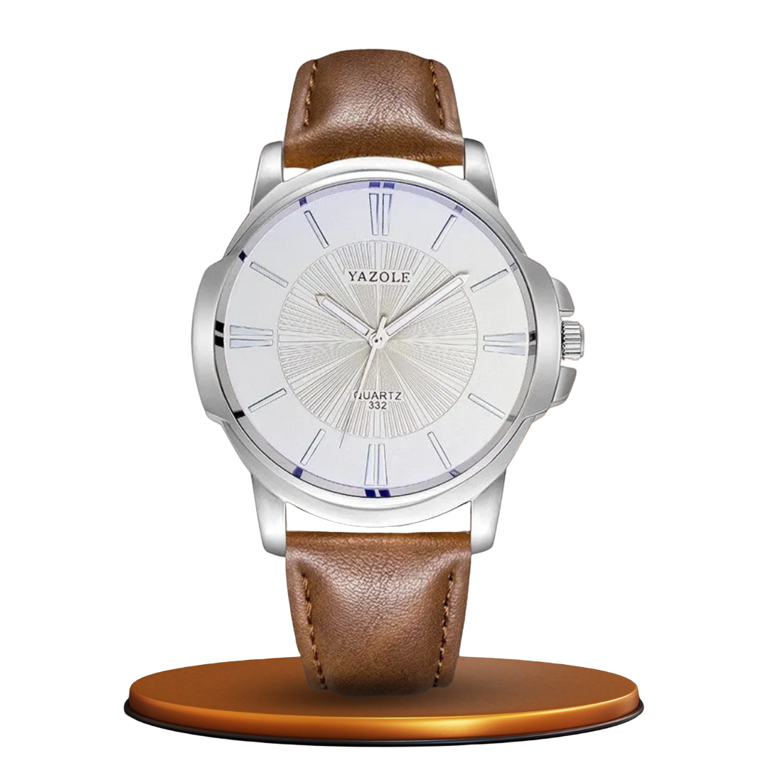 Luxury Blue Glass Leather Watch
