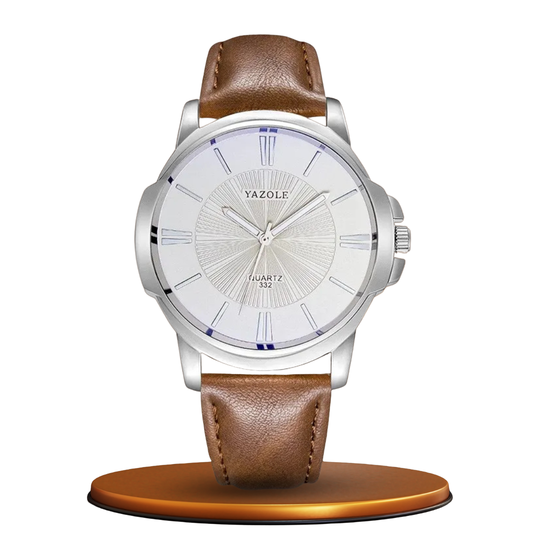 Luxury Blue Glass Leather Watch