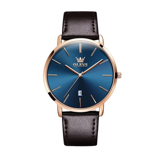 Leather Band Car Date Watch