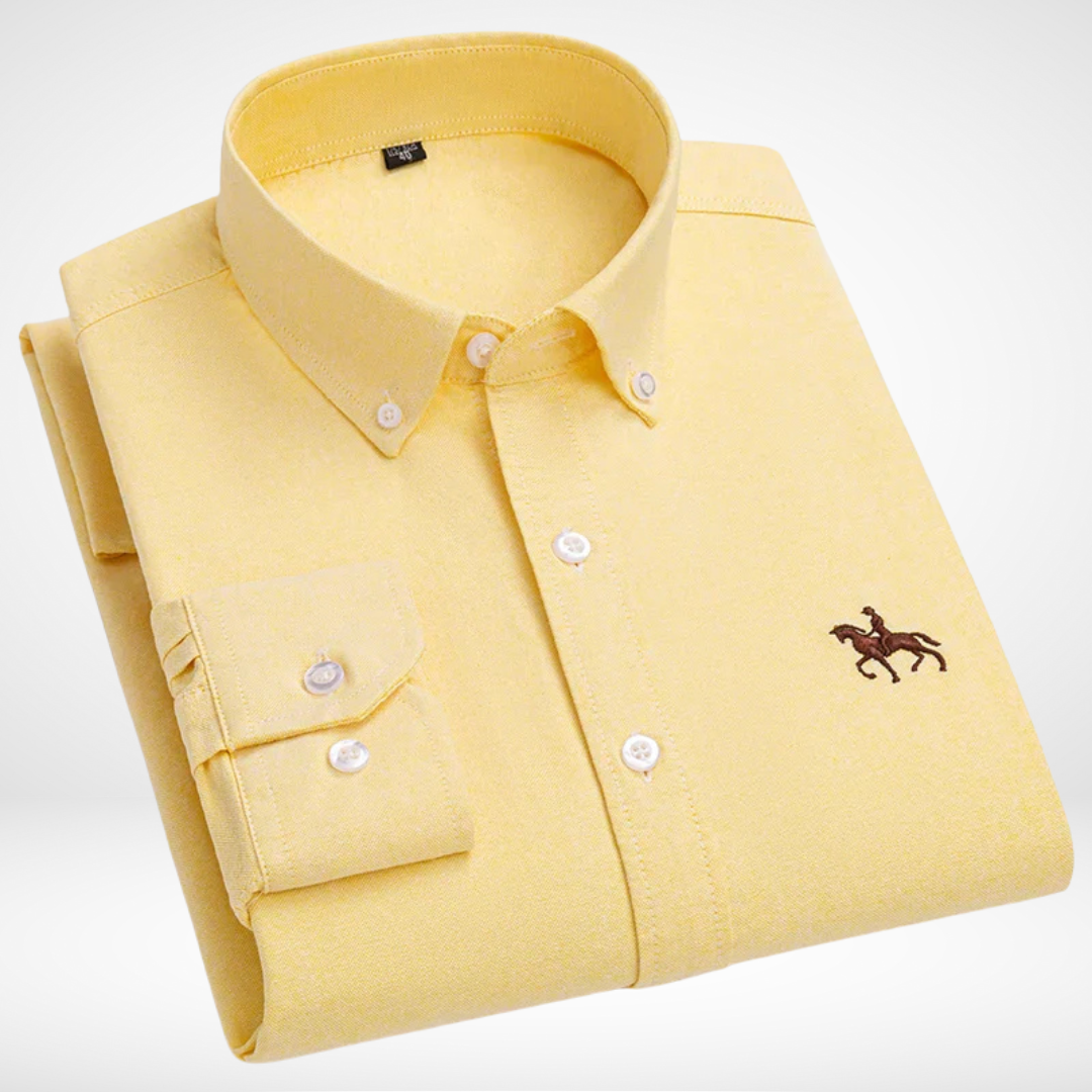 Calvaro – Herren Besticktes Oxford-Hemd