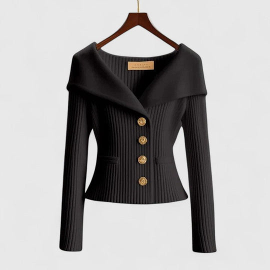 Bailee – Schickes Off-Shoulder Knopfstricktop für Damen