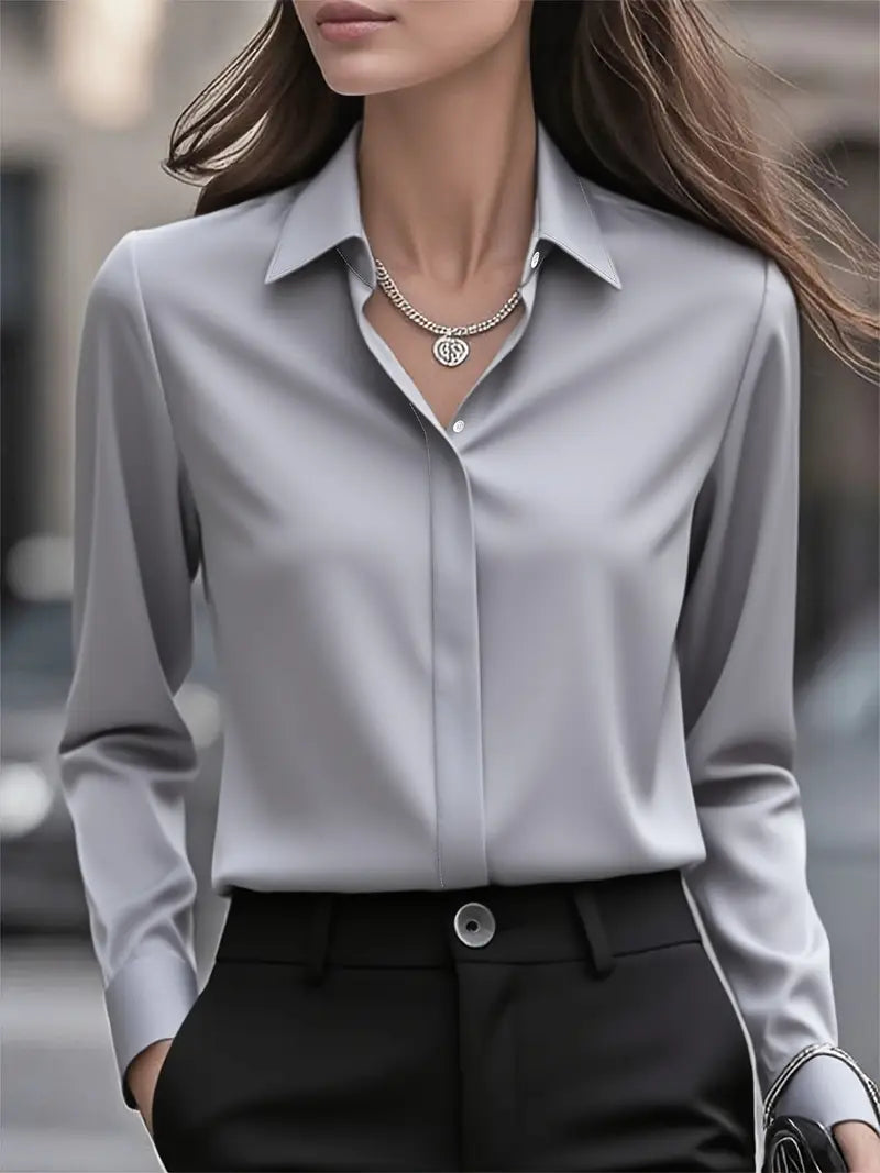 Amiliana - Elegantes Langarm-Hemd mit Knopfleiste