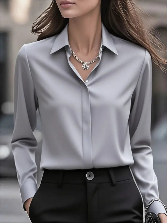 Amiliana - Elegantes Langarm-Hemd mit Knopfleiste