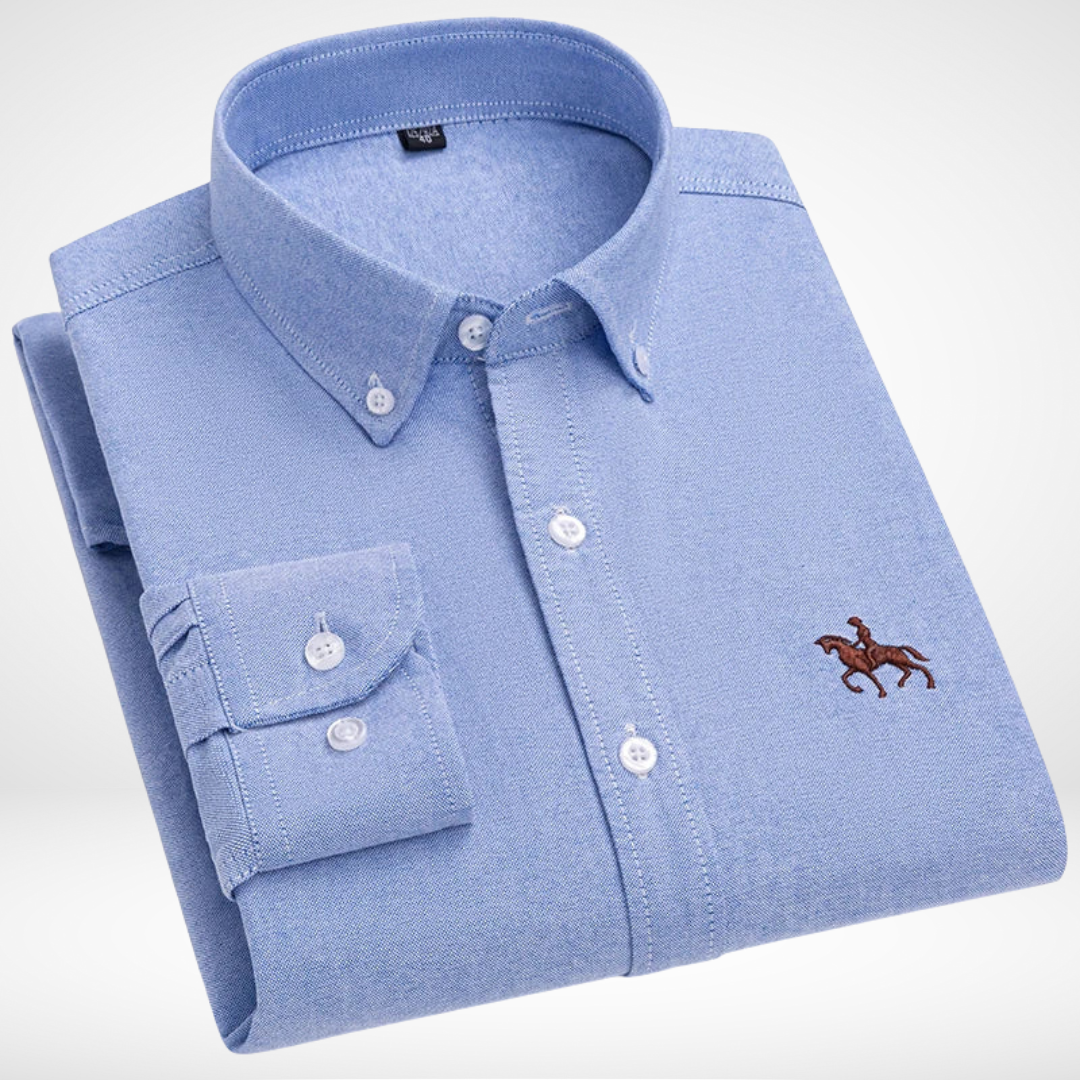 Calvaro – Herren Besticktes Oxford-Hemd