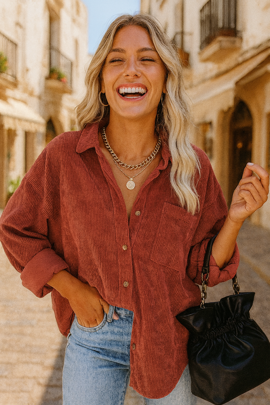 Eloura – Corduroy Button-Up Hemd für Frauen