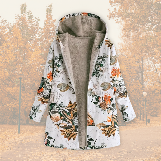 Honey – Gemütlicher Blumen-Fleece-Mantel für Damen