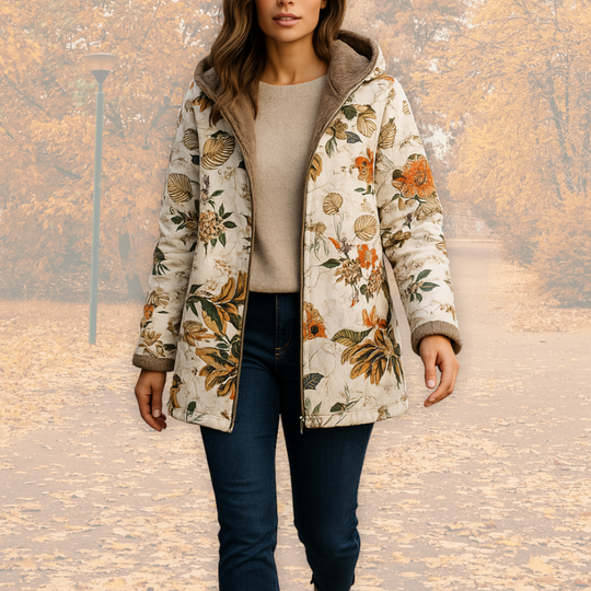Honey – Gemütlicher Blumen-Fleece-Mantel für Damen