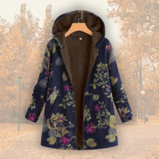 Honey – Gemütlicher Blumen-Fleece-Mantel für Damen