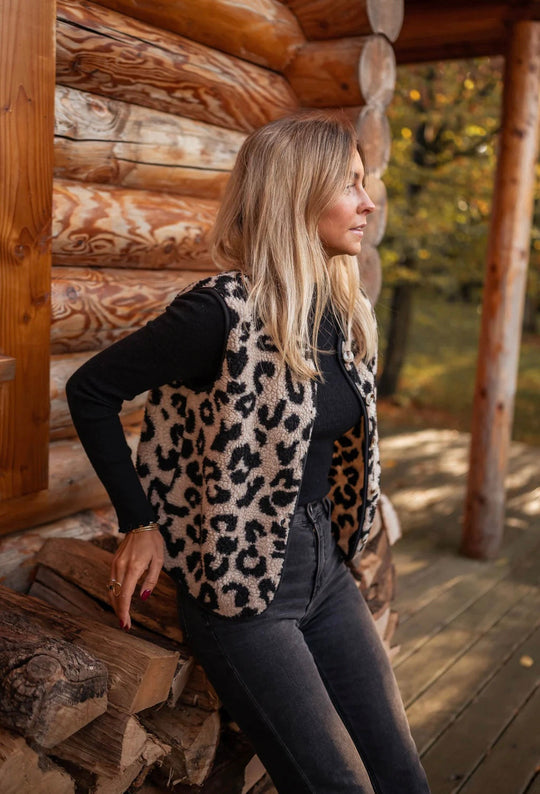 Veloria – Schicke Weste mit Leopardenmuster für Damen