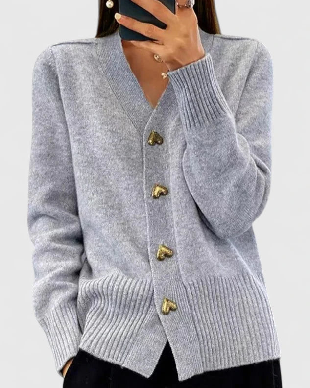 Aurelie – Gemütliche Strickjacke mit Knöpfen für Damen
