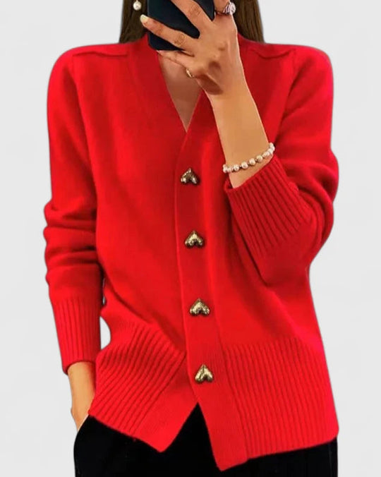 Aurelie – Gemütliche Strickjacke mit Knöpfen für Damen