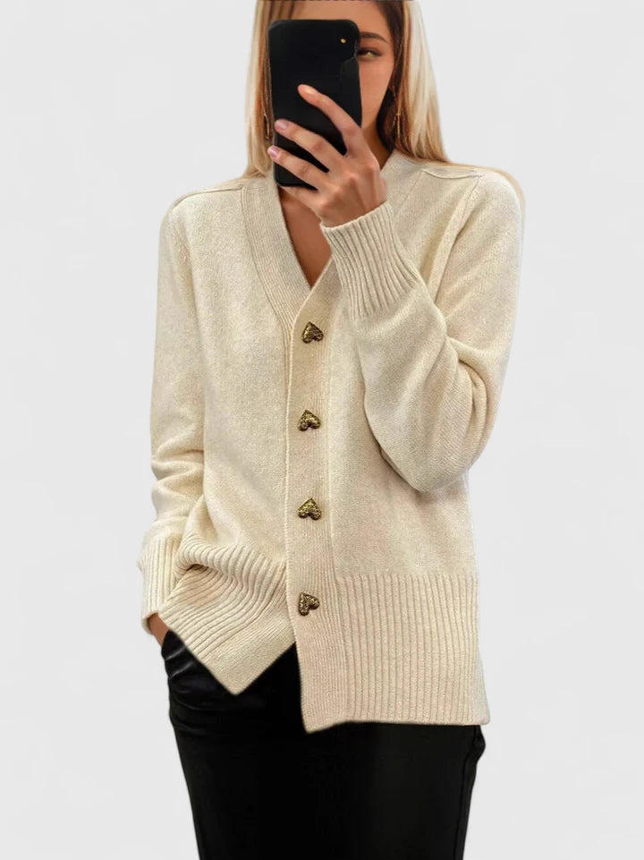 Aurelie – Gemütliche Strickjacke mit Knöpfen für Damen