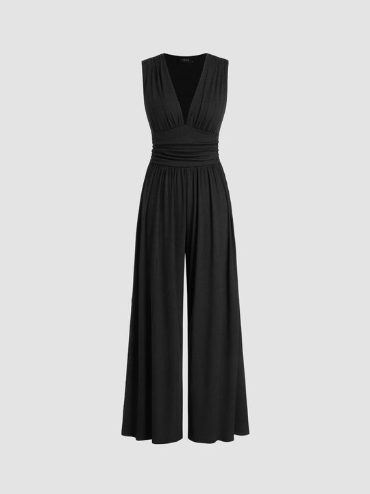 Kerstin – Eleganter weitgeschnittener ärmelloser Jumpsuit für Frauen