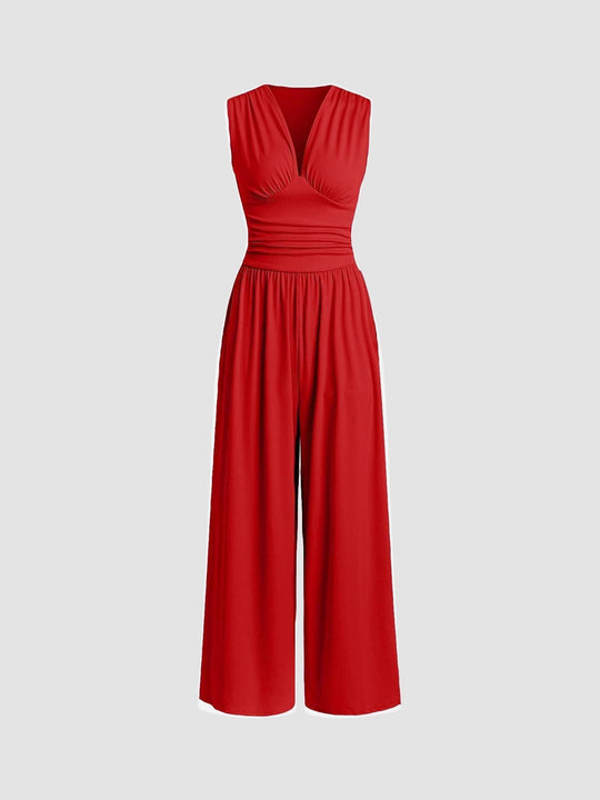 Kerstin – Eleganter weitgeschnittener ärmelloser Jumpsuit für Frauen