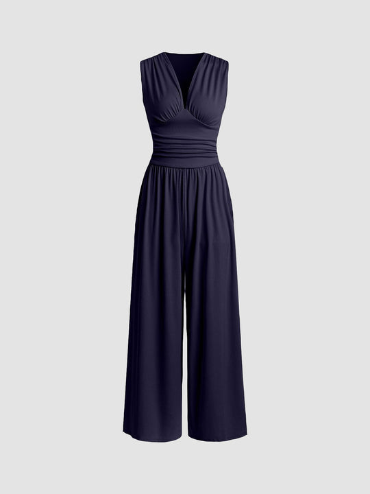 Kerstin – Eleganter weitgeschnittener ärmelloser Jumpsuit für Frauen
